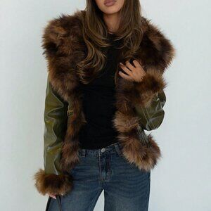 Green Urban Women's Warm Sexy Faux Fur Coat